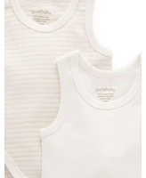 Purebaby Baby Boy and Girl Rib Bodysuit 2 pack