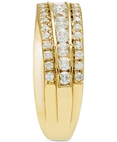 Diamond Triple Row Diagonal Band (1 ct. t.w.) in 10k White or Yellow Gold