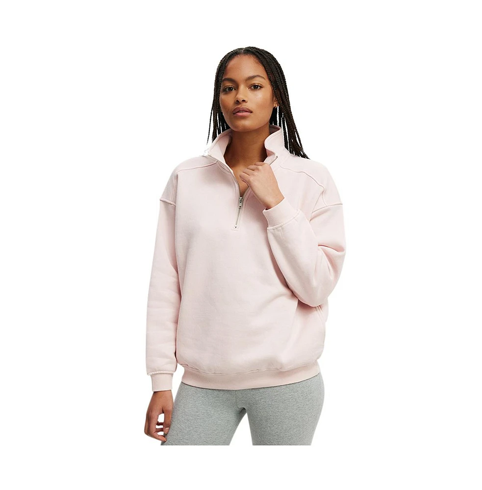 Cotton On Women's Classic Fleece Oversized Half Zip Sweatshirt