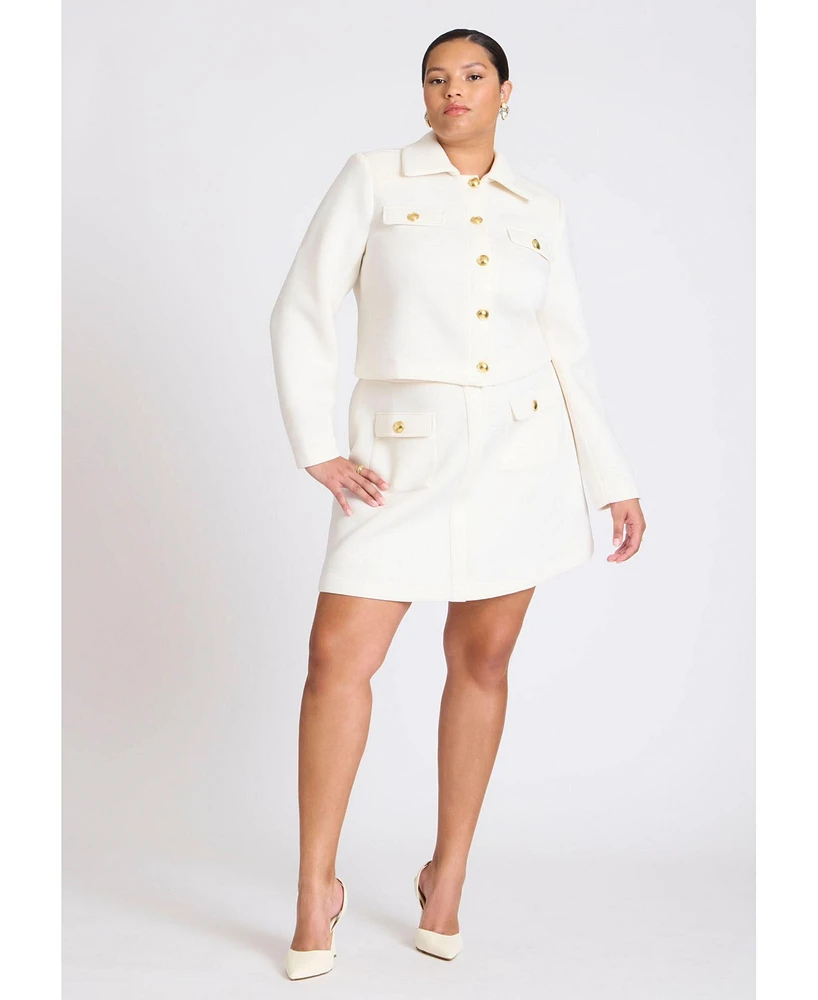 Eloquii Plus Gold Button Mini Skirt