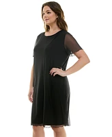 Bebe Plus Power Mesh A-line Maxi Dress, Black, 3X