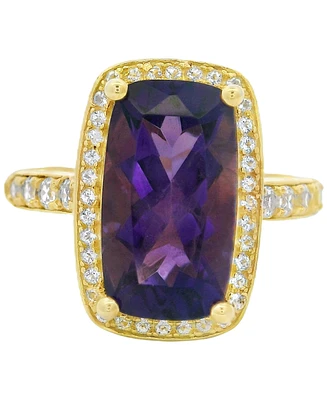 Amethyst (6 ct. t.w.) & White Topaz (1/3 Cushion Halo Statement Ring Gold-Plated Sterling Silver (Also Sky Blue Topaz, Green Amethyst,