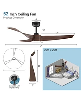 gaomon Ceiling Fan with Lights Remote Control 3CCT Dimmable 7 Speeds Reversible Noiseless Dc Motor Ceiling Fan for Low Ceiling Kitchen, Living Room