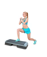 Slickblue Adjustable Aerobic Stepper with 4 Risers for Fitness and Exercise Training Platform