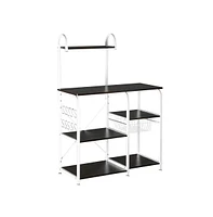 Slickblue 35.5" Kitchen Baker's Rack - 4-Tier Utility Storage Shelf and Microwave Stand with 10 Hooks for Spice Organization