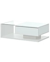 Slickblue Modern Coffee Table with Tempered Glass – Wooden Cocktail Table with High-Gloss Uv Surface, 2