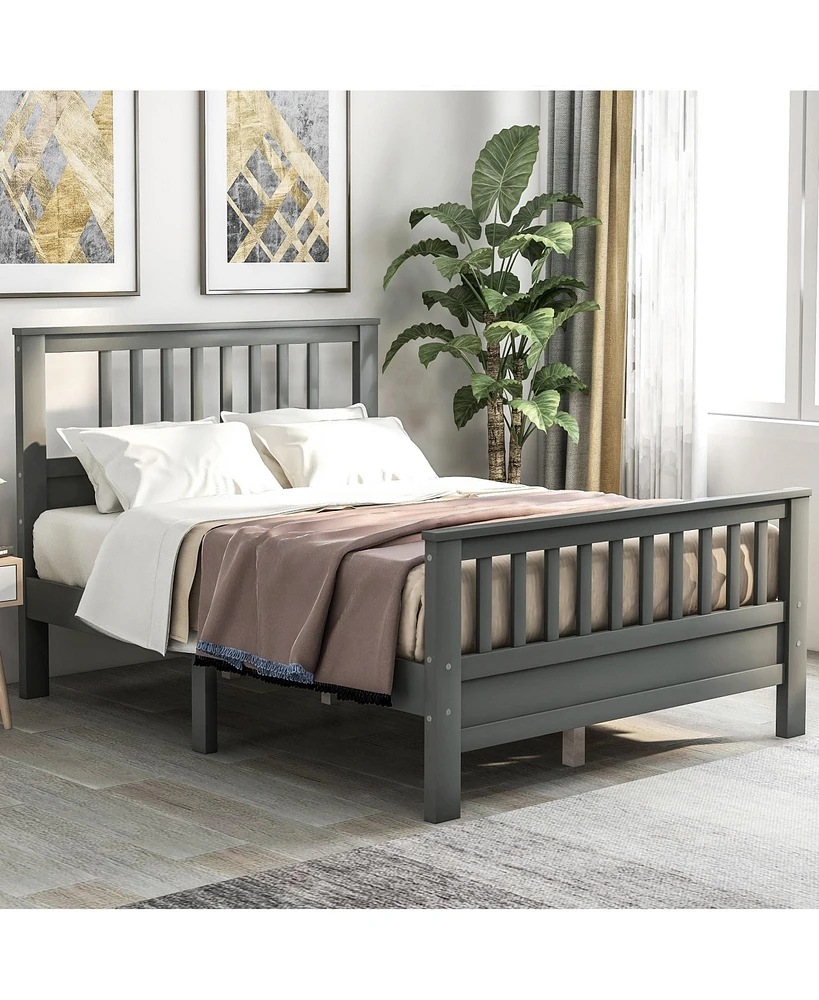 Slickblue Full Wood Platform Bed with Headboard and Footboard – Durable Stylish Design for a Comfortable Bedroom Setup