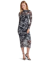 Steve Madden Women's Maureen Printed Ruched Midi Dress