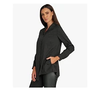 Stella Carakasi Women's Long Sleeves Cotton Poplin Asymmetrical Unique Cuff Transformation Tunic