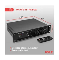 Pyle Wireless Bluetooth Home/Pa Mixing Amplifier With Usb Playback, Micro Sd Card Reader, Optical/Coaxial Inputs, 500 Watt