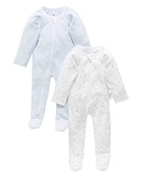 Purebaby Baby Boys 2 Pack Zip Coverall