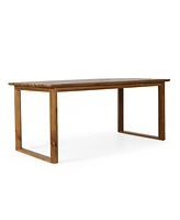 Rustic Acacia Wood Slatted Outdoor Dining Table