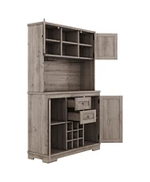Coffee Bar Cabinet Kitchen Cabinet with Storage, Farmhouse Wine Cabinet with Drawers shelves and cabinets, Buffet Cabinet Wine & Glass Racks for Dinin