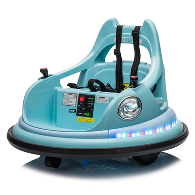 12V ride on bumper car for kids, electric car for kids,1.5-5 Years Old, W/Remote Control, Led Lights, Bluetooth & 360 Degree Spin