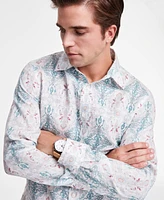 Club Room Men's Zurich Long Sleeve Button-Front Printed Linen Shirt, Exclusively at Macy's