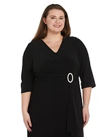 R & M Richards Plus Fukuro Faux-Wrap Jacket Dress