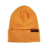 Garfield Men's Face Character Cuffed Flat Embroidery Logo on Orange Acrylic Knitted Woven Beanie