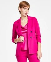 Bar Iii Women's Ruched-Sleeve Open-Front Blazer, Created for Macy's