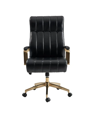 Hulala Home Uwe Modern Leather Ergonomic Executive Office Chair with Sgs International Certified Stainless Steel Gas Spring