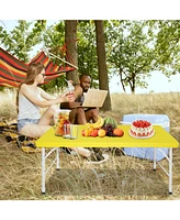 Slickblue 4ft Yellow Portable Folding Table for Indoor and Outdoor Use, Lightweight and Space-Saving