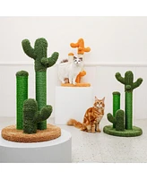 Slickblue Cat Scratching Post Cactus Cat Scratcher Featuring with 3 Scratching Poles and Interactive Dangling Ball