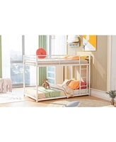 Slickblue Twin Over Twin Metal Bunk Bed, Low Bunk Bed with Ladder for Space-Saving Solutions