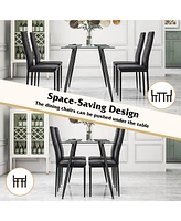 Gymax 5 Pcs 51'' Rectangle Dining Set 0.3'' Thick Glass Table w/ 4 Padded Dining Chairs