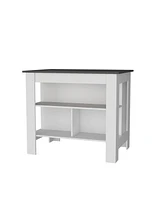 Fm Furniture Aztec Kitchen Island in melamine with open storage,gray+white