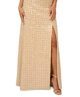 Adrianna Papell Petite Sequin-Boucle Square-Neck Gown