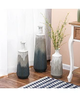 LuxenHome Set of 3 Multi-Color Ombre Metal Bottle Vases