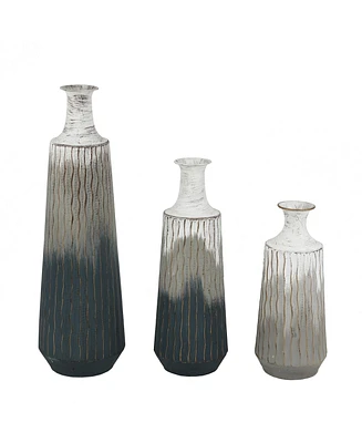 LuxenHome Set of 3 Multi-Color Ombre Metal Bottle Vases - Multi