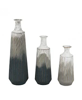 LuxenHome Set of 3 Multi-Color Ombre Metal Bottle Vases - Multi