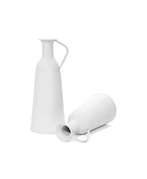 LuxenHome 2-Pc White Iron Metal Pitcher Vase Set