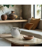 LuxenHome White Ceramic Jug Round Vase with Two Handles