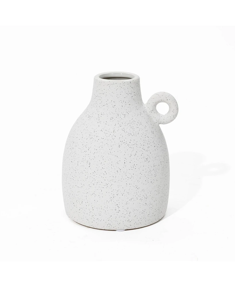 LuxenHome White Ceramic Jug Round Vase