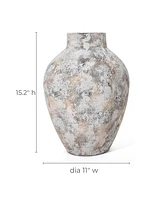 LuxenHome Marble White -Inch Tall Stoneware Table Vase