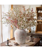 LuxenHome Marble Brown and White -Inch Tall Terracotta Vase