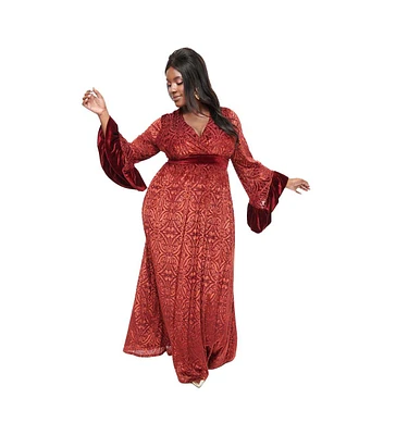 Unique Vintage Plus Long Sleeve Empire Waist Maxi Dress