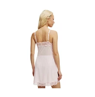 Cotton On Women's Peach Prc Lace Mesh Slip Nightie