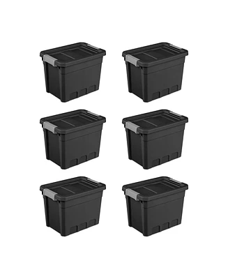 Sterilite 7.5 Gal Rugged Industrial Storage Totes w/ Latch Lids, Black (6 Pack)