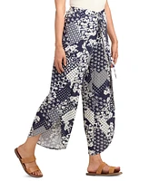 Bcx Juniors' Dolphin-Hem Mixed-Print Drawstring Pants