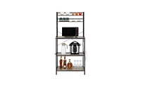 Slickblue 5-Tier Kitchen Bakers Rack with 10 S-Shaped Hooks – Rustic Gray