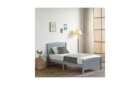 Slickblue Twin Pine Single-Layer Core Vertical Stripe Full-Board Curved Bed Head With The Same Bed Foot Wooden Bed Grey