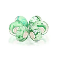 Bling Jewelry Mixed Set Of 6 Bundle Translucent Shades Green Swirl Floral Murano Glass Charm Bead Spacer .925 Sterling Silver Core Fits Europ