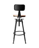 Sugift Set of 4 Height Adjustable Barstool Steel Frame Kitchen Stool