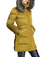 Julia & Stella by Maximilian Women's Puffer Coat with Shearling Trim