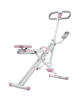 Sunny Health & Fitness Pink Row-n-Ride Plus, Squat Assist Rower for Glutes and Full Body Workout, 330 Lb Capacity and Free Access to SunnyFit App