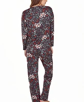 iCollection Women's Ultra Soft Floral Print Top and Pant Pajama Set