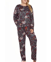 iCollection Plus Ultra Soft Floral Print Top and Pant Pajama Set