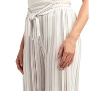 Bcx Juniors' Striped Tie-Waist Pull-On Pants